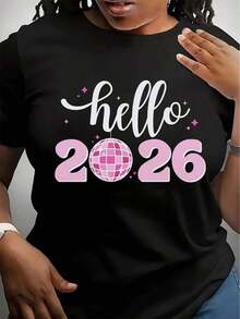 Soft, Breathable, And Lightweight For All-Day Comfort. This Shirt Is Perfect For A Hello Daily Wear Shirt, New Year Daily Wear Shirt, Retro Disco Ball Shirt, Happy New Year Daily Wear Shirt, Cute New Year Shirt, Or A Family New Year's Eve Party. Its Classic Crew Neck And Relaxed Fit Flatter All Body Types And Pair Easily With Jeans, Shorts, And Leggings. - 黑色 - 查看 1