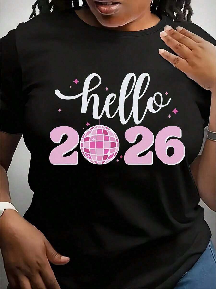Soft, Breathable, And Lightweight For All-Day Comfort. This Shirt Is Perfect For A Hello Daily Wear Shirt, New Year Daily Wear Shirt, Retro Disco Ball Shirt, Happy New Year Daily Wear Shirt, Cute New Year Shirt, Or A Family New Year's Eve Party. Its Classic Crew Neck And Relaxed Fit Flatter All Body Types And Pair Easily With Jeans, Shorts, And Leggings. - 黑色 - 查看 1
