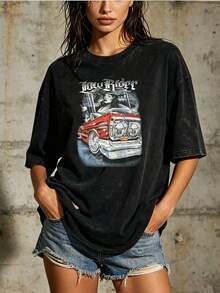 Una camiseta de mujer de manga corta, holgada, moderna, a la moda, retro y elegante, adecuada para actividades al aire libre en primavera y verano, con un diseño de coche clásico.Camiseta unisex - Camiseta suave de 180 g - Un regalo perfecto para familiares y amigos en verano - Un regalo para fanáticos del estilo retro - Una opción ideal para eventos de empresa y salidas de equipo - Una camiseta unisex moderna para el Año Nuevo.blusas para mujer,blusas casuales para dama,tops,, mujer premium,y2k,playeras de mujer curvy,ofertas y liquidaciones ropa mujer,playeras deportivas para mujer,,playeras de hombre, mujer,blusas>elegante APTZ - Negro - Ver 8