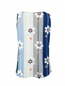 Selamara Blusa sin mangas de verano para mujer con estampado de mariposas y flores, cuello en V, diseño de cuello elegante, ajuste delgado, casual - Multicolor 2 - Ver 2