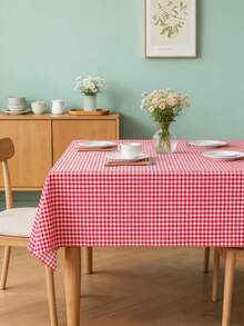 MineLain 1pc Minimalist Red Plaid Tablecloth, Rectangular Tablecloth, Coffee Table, Cabinet, Small Square Table, Bedside Table Cover, Home Decor, Room Decor, Suitable For Gathering, Dinner, Party, Holiday, Celebration, Outdoor, Garden, Picnic, Camping Decoration, All Season Use, Spring Summer Decor, Autumn Decor - Red - View 5