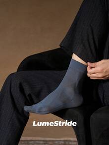 Men Crew Socks | Business & Everyday | Versatile Dress Socks | Comfortable Nylon | All-Match Style - Navy Blue - View 2