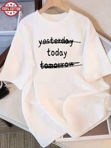 Women's Summer Top. Pure Cotton Short-Sleeved T-Shirt, Loose Fit, Round Neck, Versatile And Fashionable, Comfortable And Casual, Youthful And Vibrant For Everyday Wear. Relaxing And Comfortable. - 白色 - 查看 10