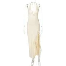 Vestido con Volantes Cuello V Elegante Espalda Descubierta Cinturón Ajustable Nueva Llegada - amarillo ganso - Ver 10