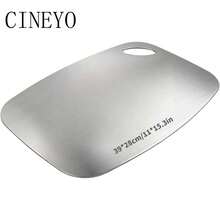 CINEYO 1pc Pure Titanium Cutting Board - Perforated Kitchen Cutting Board, Schneidebrett, Multiple Sizes In Silver Color, Chopping Board, Suitable For Cutting Meat, Vegetables, Fruits, Kitchen Accessories, Grill Accessories, Chopping Board, Barbecue - Silver - View 10
