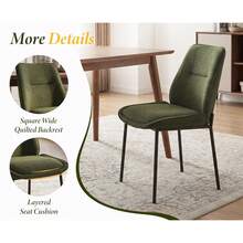 Chairus Modern Dining Chairs Set Of 2 Upholstered Kitchen Chairs In Chenille With Metal Legs For Dining Room/Kitchen/Bedroom - Verde - Ver 7