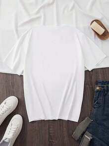 Limited Time Offer, Limited Quantity Available, Lightning, Women's Shirts, Women's T-Shirts. Women's Y2K Style Short Sleeve White T-Shirt, Loose Fit And Round Neck, Ideal For Summer, With A Cute Dog Print And The Phrase "I Love You". - 白色 - 查看 2