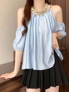 Women Blouses & Shirts - Blue - View 2