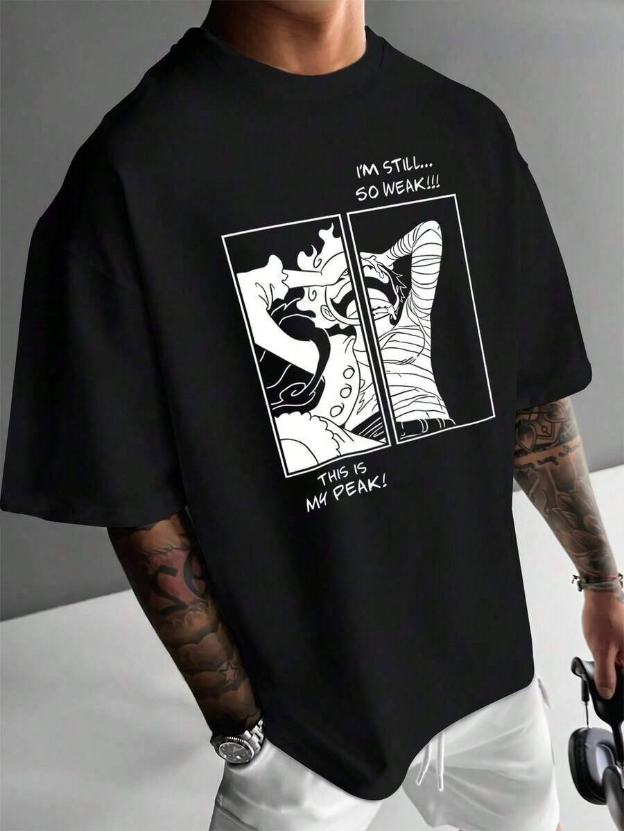 Men's Smart Casual T-Shirt - Made From 100% Pure Cotton, Regular Fit, Short Sleeves, Crew Neck, With Printed Design, Perfect For Urban Wear Or Casual Style, Or As A Gift. Crew Neck, 100% Cotton, Soft Fabric, Short Sleeves, Breathable And Cool, Unisex - 黑色 - 查看 1