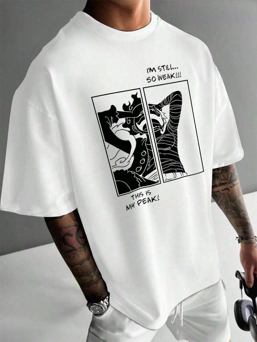 Men's Smart Casual T-Shirt - Made From 100% Pure Cotton, Regular Fit, Short Sleeves, Crew Neck, With Printed Design, Perfect For Urban Wear Or Casual Style, Or As A Gift. Crew Neck, 100% Cotton, Soft Fabric, Short Sleeves, Breathable And Cool, Unisex - 白色的 - 查看 1