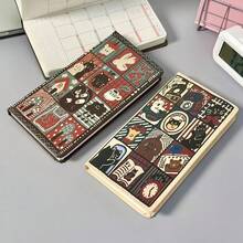 Retro Graffiti A6 Narrow Hardcover Planner Multifunctional Notebook Journal Aesthetic Writing Schedule Organizer Portable Daily Carry Student Creative Stationery High Aesthetic Minimalist Design Office Study Record Book - 白色的 - 查看 2