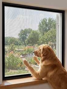 Malla de ventana autoadhesiva | Malla de insectos de PP nano de alta densidad | Instalación sin taladro | Protector respirable contra moscas y mosquitos | Negro/Blanco - Pantalla negra - Ver 2
