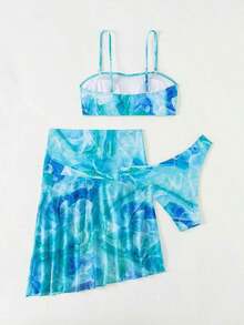 Swim  Conjunto de bikini de patrón de teñido anudado para verano en la playa con falda de baño para carnaval - Multicolor - Ver 6