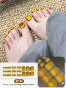 New Semi-Cured Gel Toe Nail Stickers, Shiny Glitter Design, In Stock Wholesale, Waterproof & Long-Lasting For Summer - Mustard Yellow - View 8