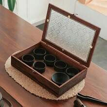 1个复古木质玻璃门抽屉柜，可用于存放化妆品和杂物，是理想的情人节礼物。 - 彩色 - 查看 1