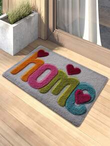 1 Piece Adorned With Cute Heart And Home Patterns, Soft Imitation Cashmere Material, Comfortable Touch, Easy To Clean, Suitable For Bathroom, Bedroom And Decorative Purposes, Entrance Area Carpet, Can Be Used All Year Round - A - View 4