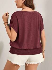 Camiseta de Pascua colorida talla grande, camiseta casual de cuello redondo holgada con cintura, vacaciones, ropa casual de verano para mujeres talla grande, Día de San Valentín, Día de San Valentín talla grande, festival de verano para mujeres - Burdeos - Ver 2