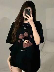 New 2026 Women's T-Shirts, Modern Design 'Comfortable Cotton T-Shirt' 'Casual Style T-Shirt' 'Various Colors Youth Clothing' 'Perfect For Daily Wear Teenage Girl' One Size/Black Popular Fashion High Search - 黑色 - 查看 6