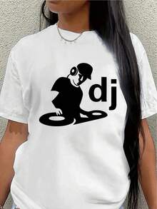 This Lightweight And Durable Short-Sleeved T-Shirt, Featuring A DJ Octopus Design, Is Perfect For Lounging At Home, Attending Parties, Or Going Out To Dinner, Offering A Comfortable Everyday Wear Experience. - 白色 - 查看 7