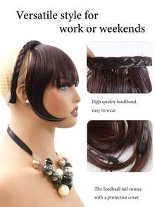 8-Inch Black Brown 3-Strand Braided Wig With Bangs, High-Quality Synthetic Fiber Hair, Suitable For Women To Wear On Various Occasions, Both Casual And Party - Multicolor - View 3