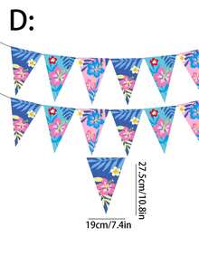 12pcs/Set 129in Hawaiian Party Banner, Triangle Pennant Flags With Flamingo And Leaf Patterns, Suitable For Wedding, Birthday, Wall And Ceiling Decor, Holiday Celebration, Summer Hanging Party Decoration, Indoor Home Decor - Multicolor - View 8