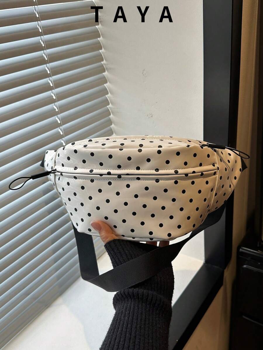 Túi đeo chéo/túi đeo hông dung tích lớn, họa tiết chấm bi thời trang, unisex, phù hợp cho sinh viên đại học/học sinh, đi làm/văn phòng, lễ hội/kỳ nghỉ/tụ họp/du lịch. Được thiết kế cho phụ nữ, người mới bắt đầu sự nghiệp, nhân viên văn phòng, các bạn nữ trẻ và sinh viên đại học.
