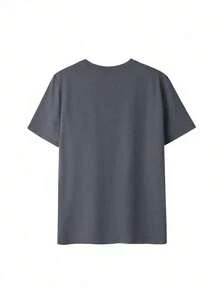 Women's Casual Short-Sleeved Crew Neck T-Shirt With Finger-Drawn Heart Print And A Special "Just For You" Print. - 深灰色 - 查看 2