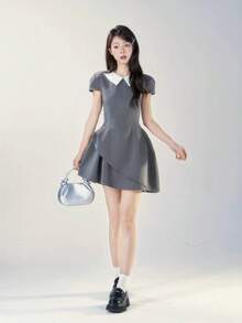 Women Short Dresses - Grey - View 3