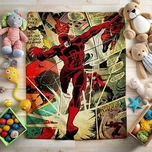 1pc Spider-Man Print Blanket,Retro Cartoon Style Throw Blanket,Cartoon Character Printed Blanket,All-Season Universal Nap Blanket,Character Home Decor Blanket,Modern Fashion Gift Suitable For Home Bedroom Bed Sofa Office Lunch Break Cover Picnic Blanket - Nhiều màu - Xem 3