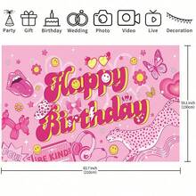 1 粉红色主题生日观影背景布，粉红色生日派对装饰背景布，适合女孩和女士生日派对装饰、蛋糕桌装饰、摄影背景、家居客厅和卧室装饰、礼物搭配，多种尺寸可供选择。 - 多色 - 查看 5