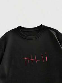 ROMWE MEN Goth Short Sleeve T-Shirt With Round Neck And Contrasting Color Graphic Print With Dark Thorns For Men - 彩色 - 查看 3