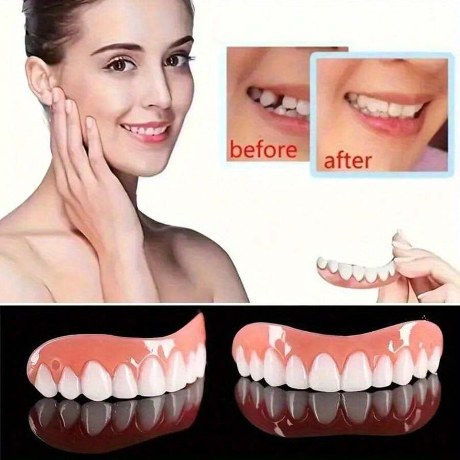Natural Silicone Cosmetic Dental Veneer Set Perfect Gum Fit With Essential Tools Affordable Beauty Restoration Easily Refresh Your Smile - 1 Set - View 1