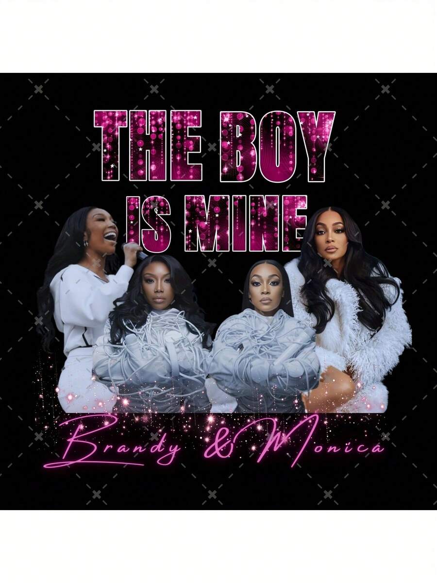 Brandy & Monica "The Boy Is Mine" Concert Tour T-Shirt - Vintage 90s R&B Graphic Tee, Heavyweight 220gsm, All Seasons, Featuring The Iconic Album Cover - Retro Gift For Brandy & Monica Music Fans. - 黑色 - 查看 1