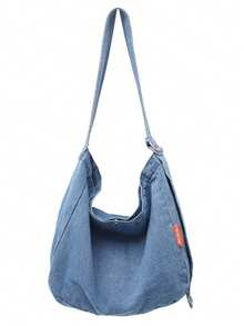 Túi đeo vai denim đa năng | Túi xách Hobo màu xanh nhạt với dây đeo điều chỉnh được | Dung tích lớn | Du lịch/Công sở/Cuối tuần - Nhiều màu - Xem 11