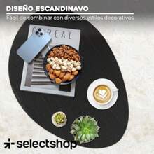 SELECTSHOP Set de 2 Mesas Minimalistas Ovaladas Mesa Auxiliar Lateral Mesita Moderna Minimalista para Sala De Estar Dormitorio Balcón Mesa de Centro Mesita De Noche Grande Café - C y f - Ver 6