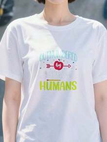 Premium 100% Cotton T-Shirt For Daycare And Childcare Workers, 'Outdone By Little Humans' Design, Casual, Comfortable, Summer Top, Crew Neck, Loose Fit T-Shirt, Gift Idea - 白色 - 查看 7