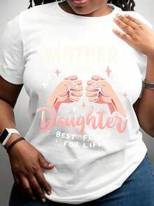Women's T-Shirt, Mother And Daughter T-Shirt, Best Friends For Life, Black T-Shirt With Mother And Daughter Cuff Design For Matching Family Sets, Mother's Day Gift, Casual Women's Clothing - 白色 - 查看 7
