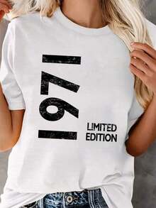 Limited Edition Bohemian 1971 Printed T-Shirt, Casual Short Sleeve Round Neck Top For Spring And Summer, Women's Clothing, Cotton T-Shirt - 白色 - 查看 8