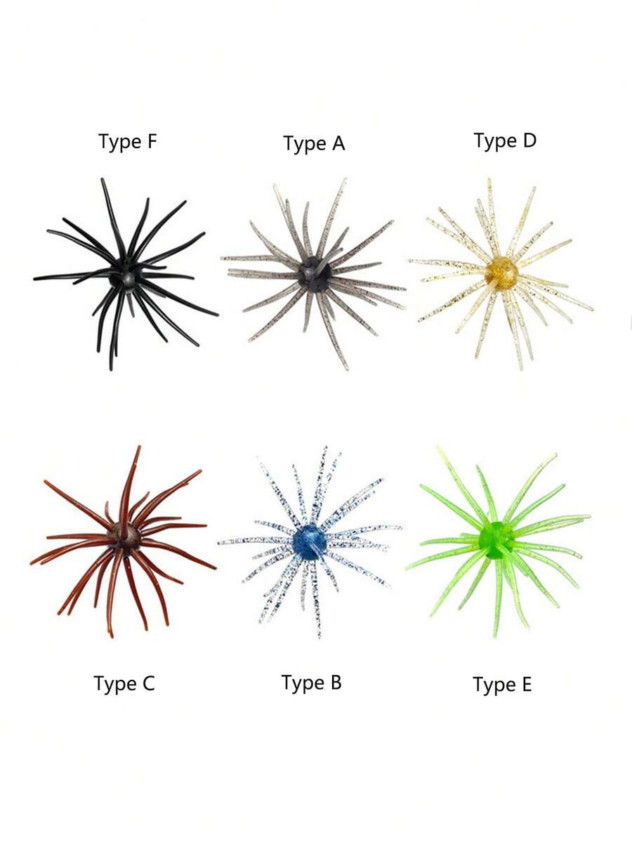 GOTURE 1/2pcs TPE Biomimetic Sea Urchin Lure, 24 Grass Skirts With Breathable Design And Stretch Resistant Swimming Posture, Floating Soft Insect Box Suitable For Freshwater/Seawater - Multicolor - View 1