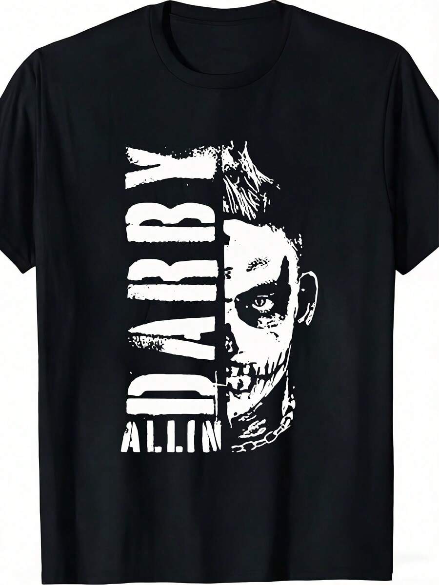 Darby Allin Crew Neck T-Shirt For Men And Women, Soft, A Must-Have Item Of Urban Casual Fashion, Suitable For All Seasons, Versatile For Daily Wear, An Affordable Everyday Outfit And A Perfect Gift For Fans And Friends, Ideal For House Parties And Travel. - 黑色 - 查看 1