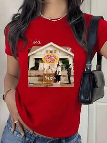 2026 New Cotton Shirt 100% Cotton Home Scene With People Sharing Joyful Moments In Front Of The Porch Showing Joy And Positive Energy Women's T-Shirt 100% Cotton Comfortable And Modern For Everyday Wear Women's Simple Solid Color Shirt, Loose And Casual Short Sleeve - 白色的 - 查看 9