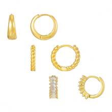 3 Pairs Earrings Set Minimalist Hoop Earrings For Women Dainty Stackable Huggie Earrings Everyday Jewelry - TZ534 - View 8