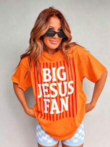 Big Jesus Fan Graphic Top – Loose Fit, Relaxed Style - White - View 6