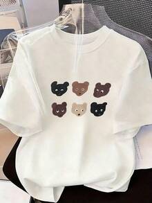 Cute And Casual Short-Sleeve T-Shirt, Fashionable Short-Sleeve T-Shirt For Spring And Summer 2026, Made In Mexico, 180 Grams. Cartoon Print, Couple Design, Suitable For Indoor Or Outdoor Wear. Crew Neck, Unisex, Ideal For Office And Leisure. One-Piece Pack. - WH-P631577SLNDXZGY611 - 查看 2