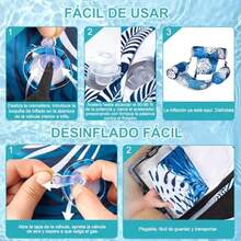 2 Juegos de Hamaca Inflable para Piscina, Silla Flotante con Válvulas Anti-Fuga y Bomba de Aire, Flotadores de Piscina Multiinflables, Flotador de Agua Multiusos para Alberca - Azul y verde - Ver 4