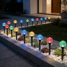 20pcs Outdoor Crystal Ball Solar Pathway Lights - 8 Lighting Modes, Colorful/Warm/White Light Options | Solar Powered Smart Bubble Lights Set | Suitable For Outdoor Use | Sensor Dimming Supported | Bubble/Line Design, Linkable | Automatic Solar Switching - Multicolor - View 9