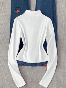 Chaqueta ligera con estampado de polo para mujer, abrigo casual de calle deportivo con cremallera, ajuste delgado de manga larga, otoño - Multicolor - Ver 2