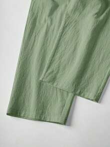 Pantalones casuales de mujer de unicolor y bolsillos minimalistas - Verde - Ver 9