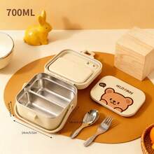 304 Stainless Steel Lunch Box, Bento Box Adult, Cute Microwavable Lunch Containers, Leakproof Snack Containers With Lids, Travel Food Containers, Portable Lunch Bowls With Handle, Bento Snack Box With Utensils For School Student - Multicolor - View 27