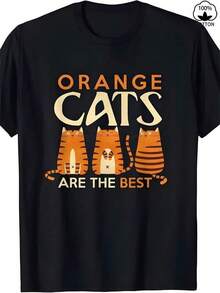 Camiseta negra informal de manga corta con cuello redondo para hombre,Camisetas Para Mujer Camiseta única y moderna con diseño de gatos naranjas que destacan su personalidad divertida perfecta para los amantes de los felinos ideal para un look y2k casual no te quedes sin la tuya los gatos naranjas son los mejores con esta camiseta resalta tu estilo y pasión por los animales - Negro - Ver 1